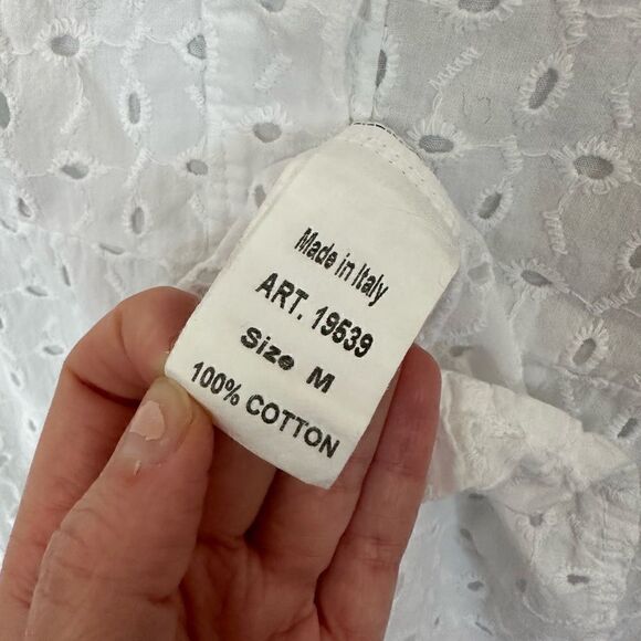 Valentina Naldi | Sleeveless Eyelet Button-Front Cotton Cocktail Shirtdress | M - Picture 6 of 14